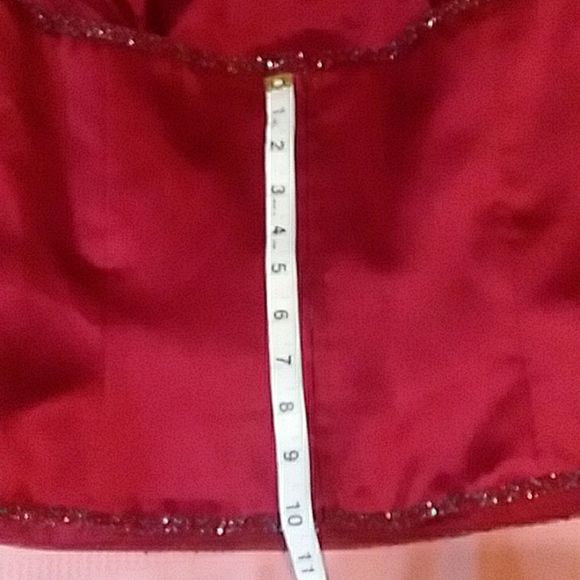 Dessy Collection bustier sz 16 cranberry with beading at top and bottom. - Picture 8 of 15